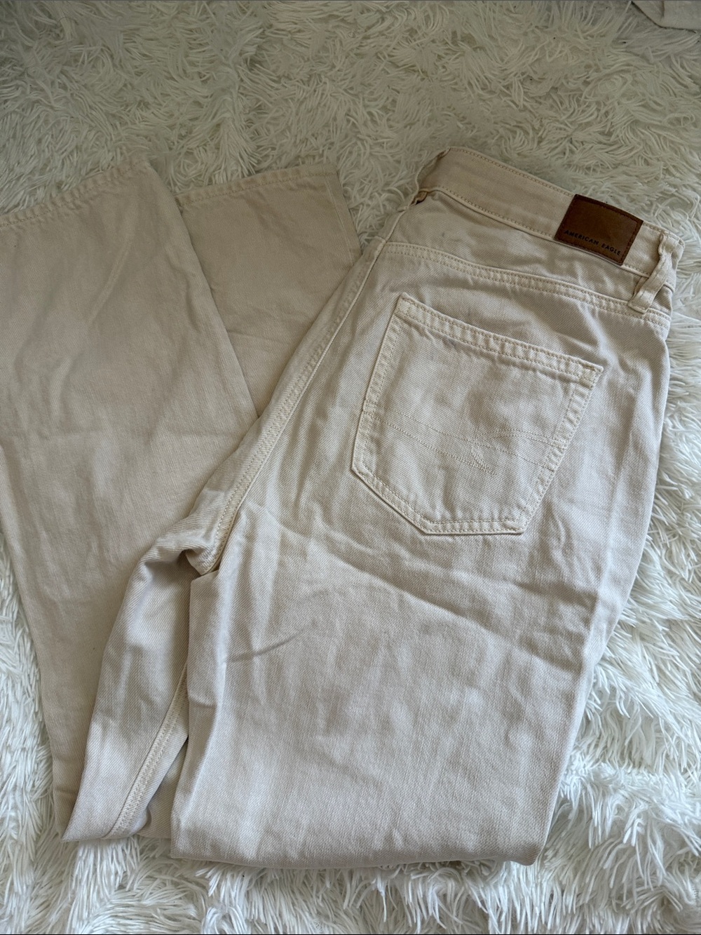 American Eagle Outfitters Straight Leg Jeans in Light Beige Size 8 Long